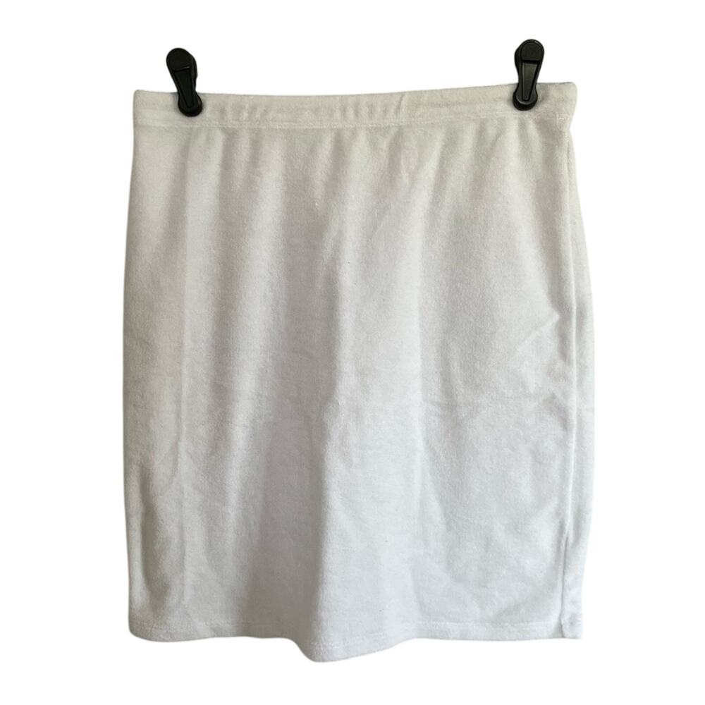 NAKED WARDROBE SWIM Terry Cloth Skirt in White Size XL
